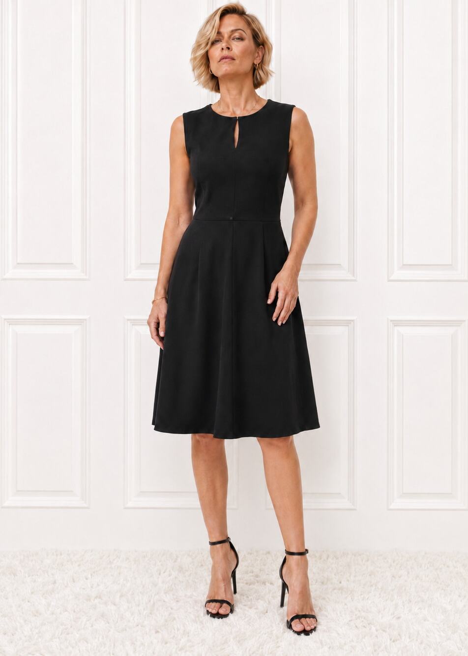 NWT Calvin Klein Keyhole A-Line Black Dress